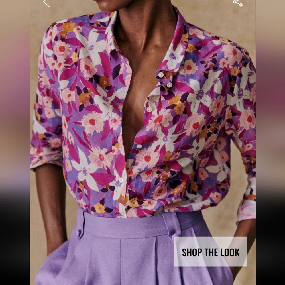Sezane LouLou High Waisted Flowing Lavender Trousers - Picture 3 of 5